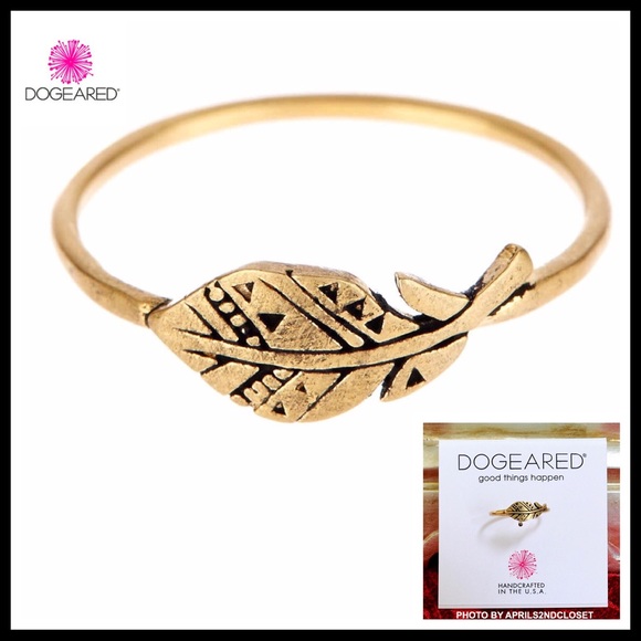 DOGEARED 14K GOLD PLATED SILVER ETCHED RING - Picture 3 of 8